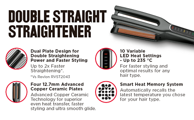 Revlon Double Straight Digital Hair Straightener Styler Waver Copper Ceramic