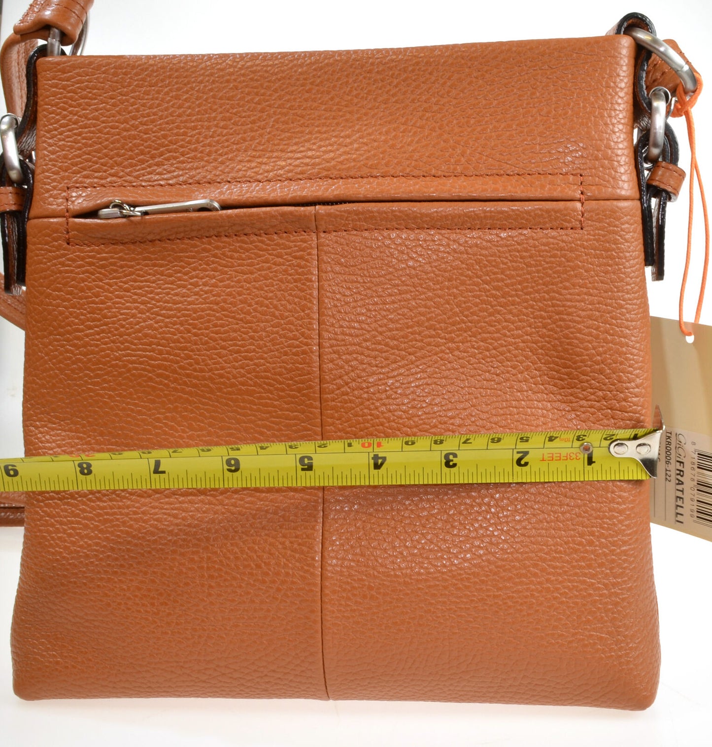 Shoulder Cross Body Hand Bag Genuine Cognac Leather Adjustable Strap Zipped