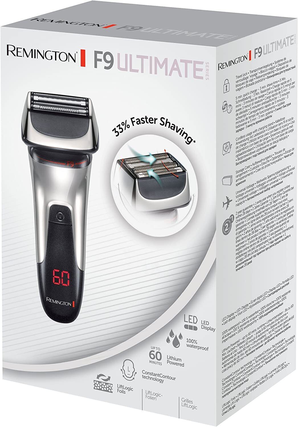 Rechargeable Wet Dry Foil Shaver Remington F9 Ultimate Series Travel Case