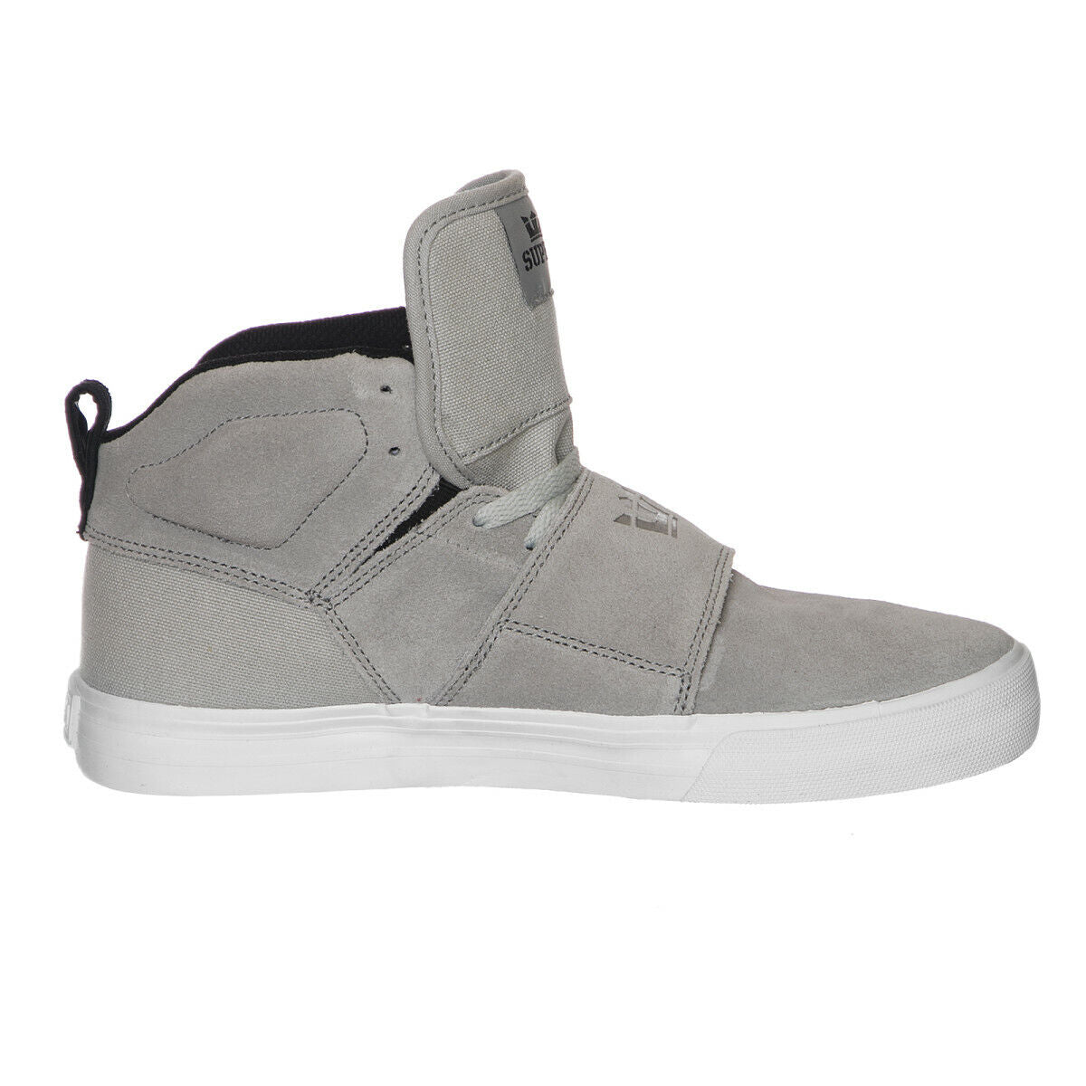 Supra Mens Rock Burgandy Gold White Light Grey High Top Suede Skater Trainers