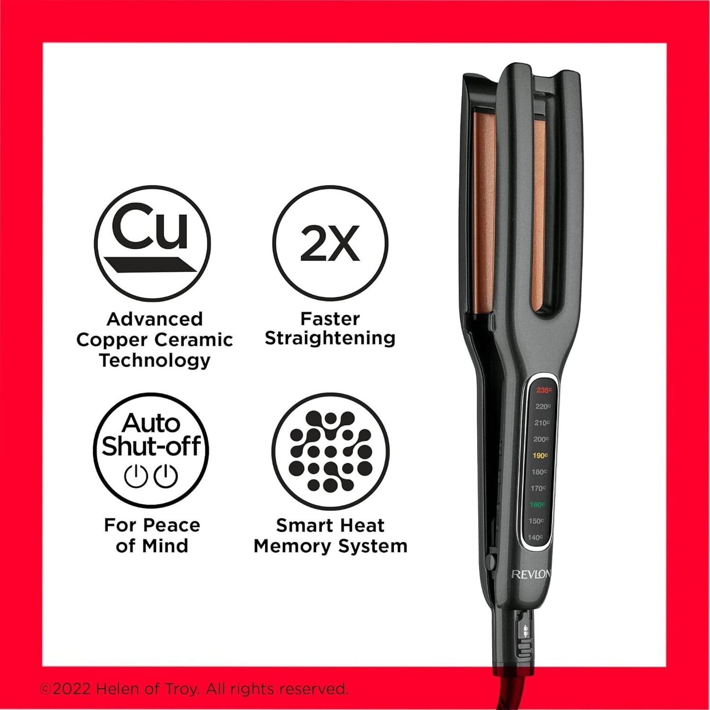 Revlon Double Straight Digital Hair Straightener Styler Waver Copper Ceramic