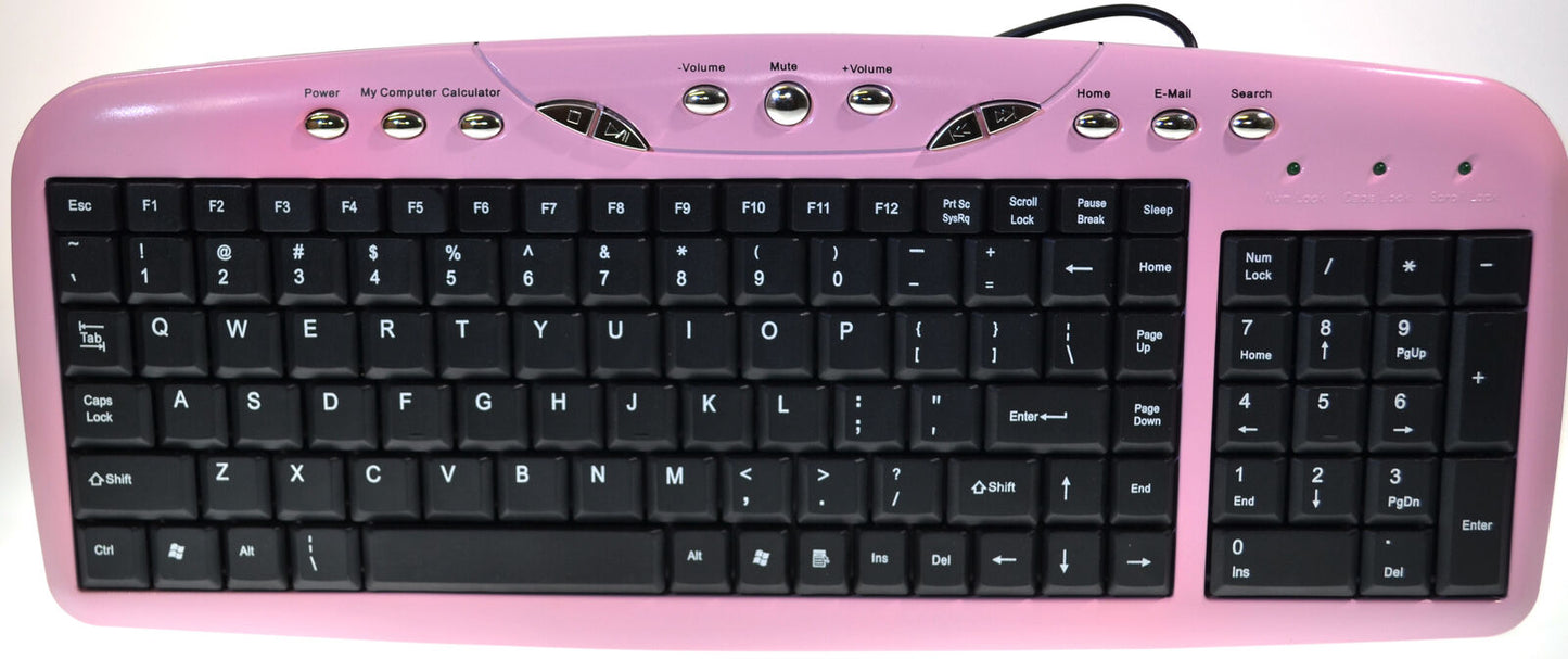 Baby Pink PS2 Multimedia Keyboard & Scroll Mouse Desktop QWERTY Layout