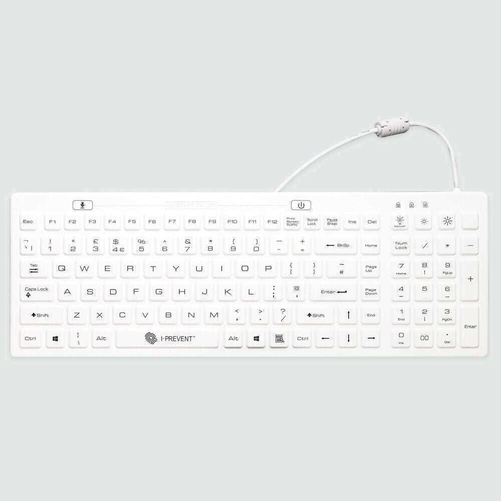 Washable Waterproof Keyboard Full Size UK Layout Medical Grade Silicone Disinfec