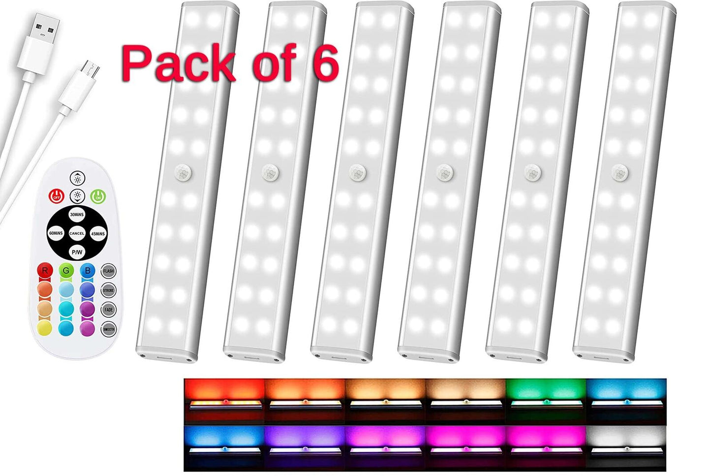 LED Under Cabinet Remote Controlled Lights Timer RGB Warm Cool DaylightUSED ONCE
