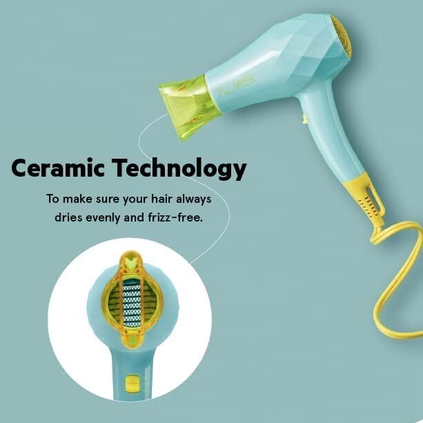 Hair Dryer Ceramic Ionic Dual Voltage Travel Lightweight Quick Dry Flower Drew