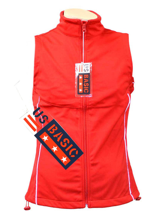 US Basic Cromwell Mens Soft Shell Body Warmer Gilet Red Reflective Strips