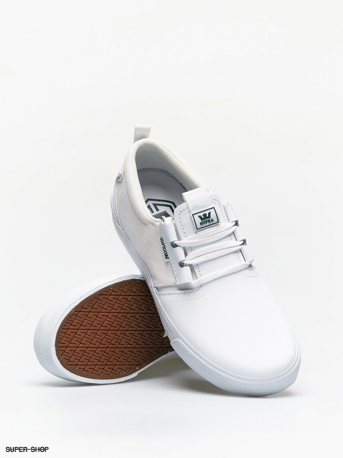 Supra Flow Mens White Green Low Top Skater Trainers Shoes Various Colours