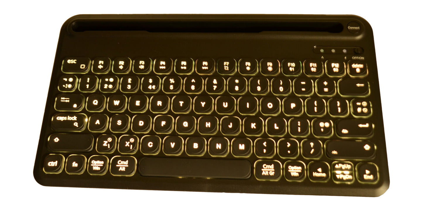 Rechargeable Wireless LED Backlit Keyboard UK Layout Tablet Phone PC Mac