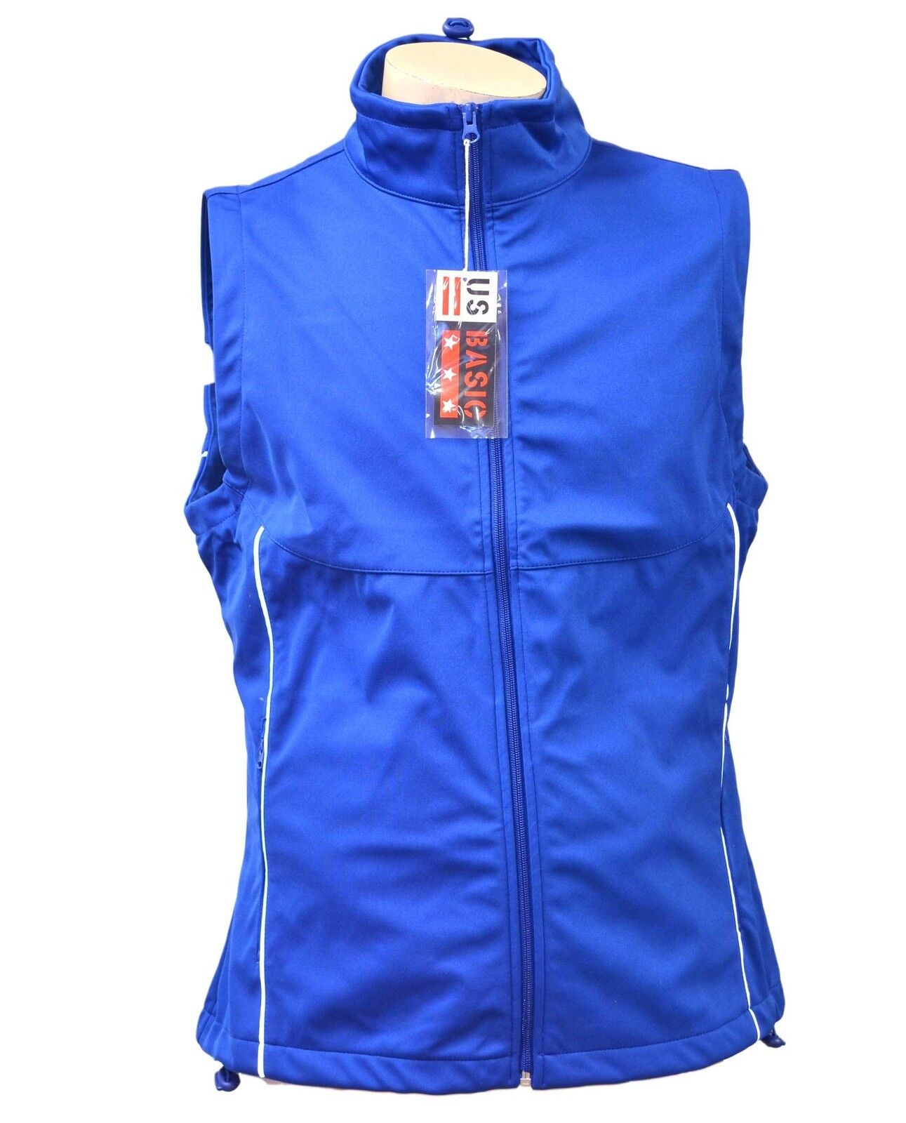 US Basic Cromwell Mens Soft Shell Body Warmer Gilet Blue Reflective Strips