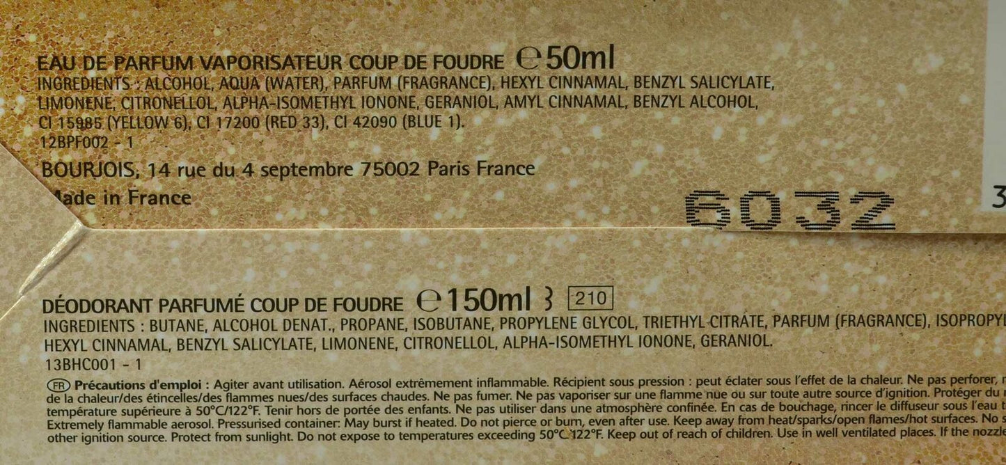 Bourjois Coup de Foudre Love at First Sight Deodorant 150ml EDP 50ml  Gift Set