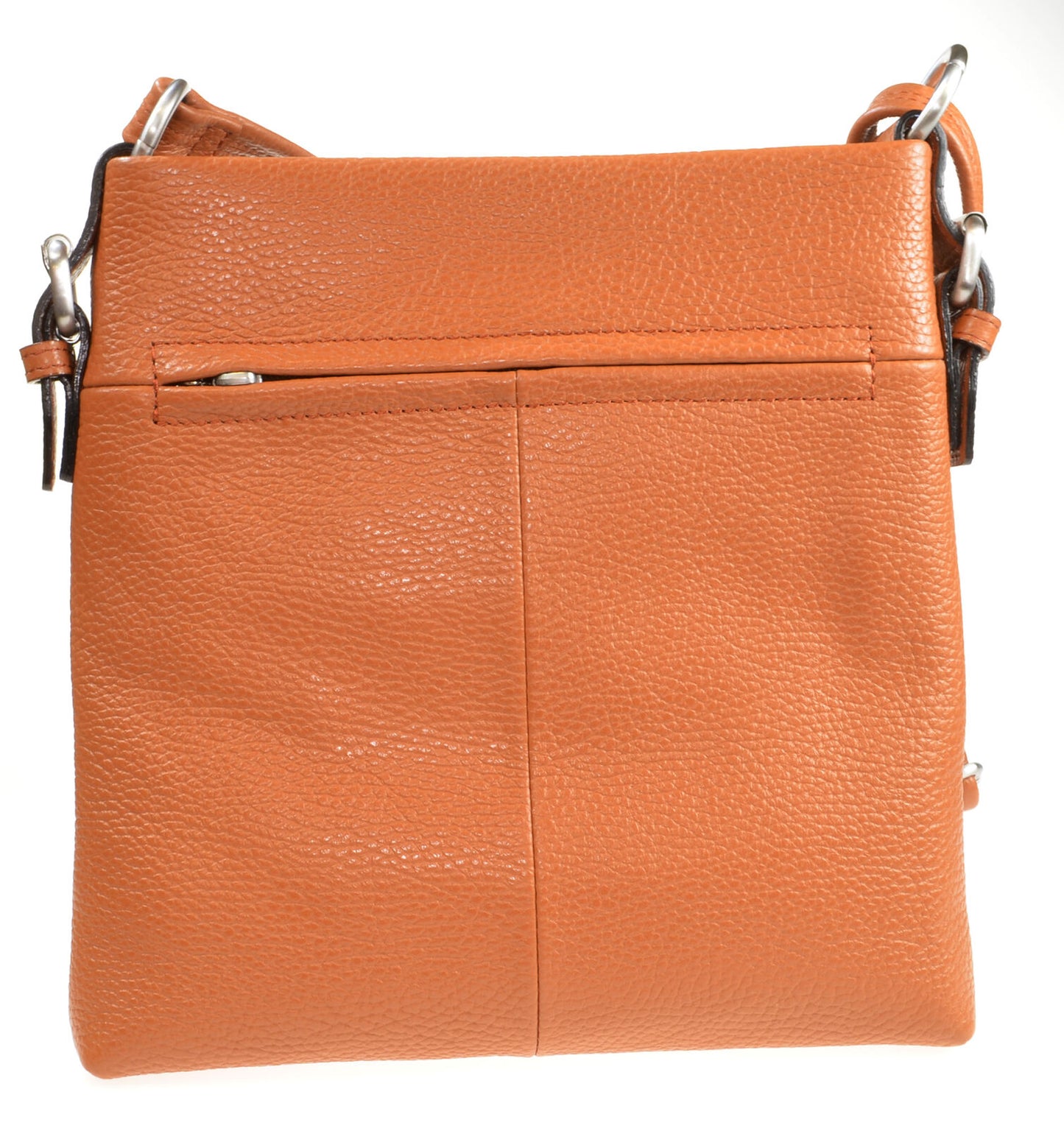 Shoulder Cross Body Hand Bag Genuine Cognac Leather Adjustable Strap Zipped
