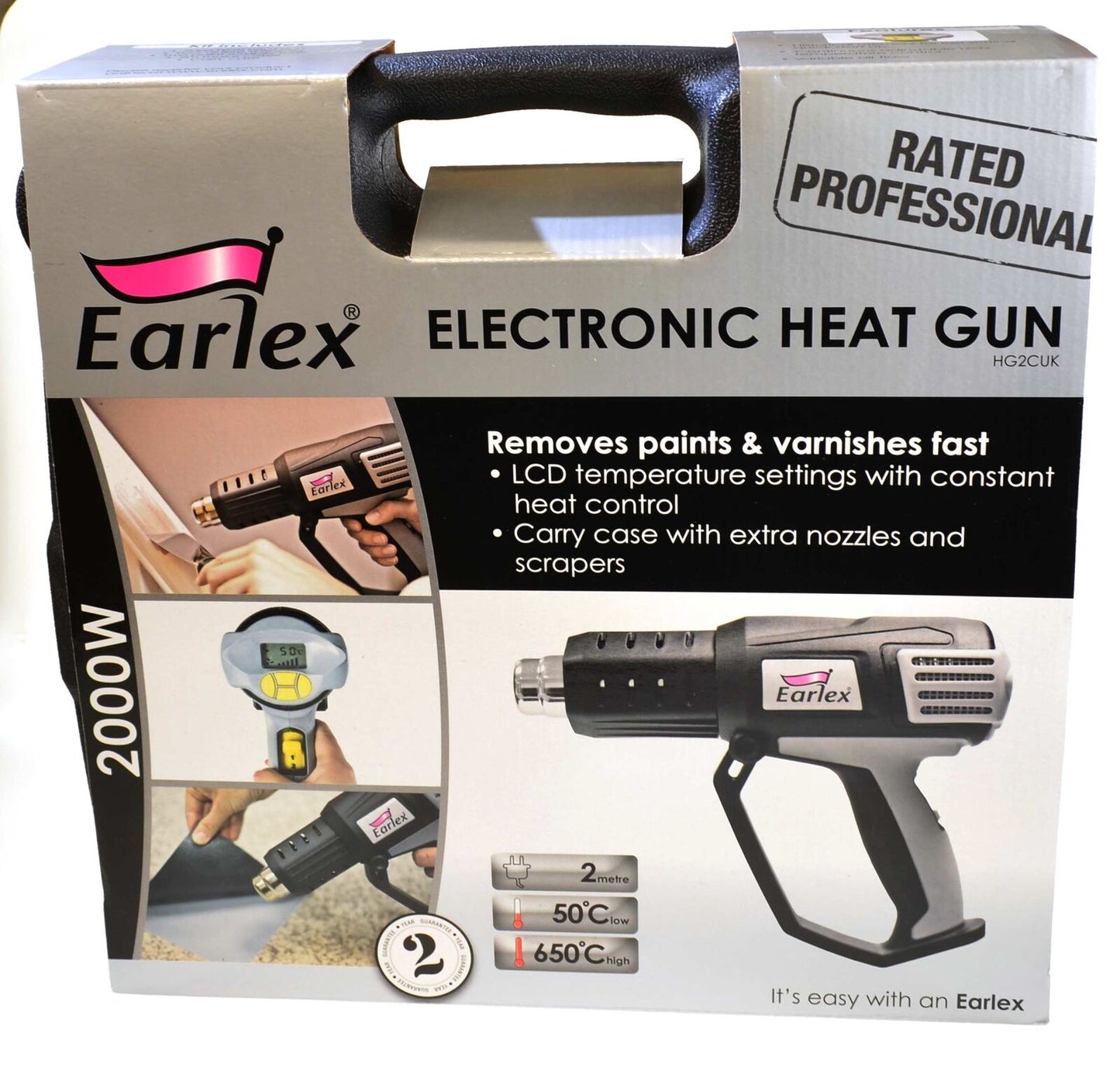 Heat Hot Air Gun Digital LCD Professional 50°-650° C 5 Speed 2000 Watt Earlex