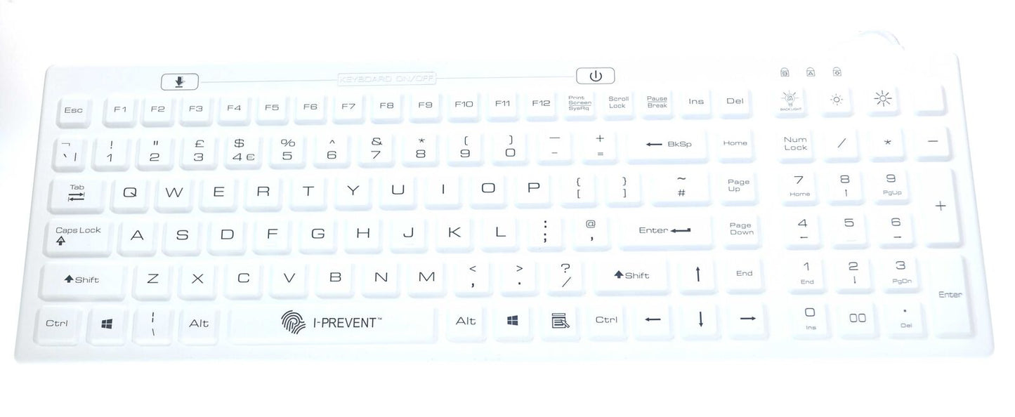 Washable Waterproof Keyboard Full Size UK Layout Medical Grade Silicone Disinfec