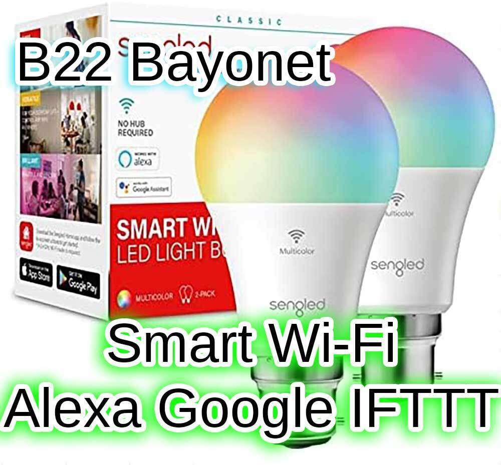 Smart Light Bulb LED RGB B22 Sengled Wi-Fi Alexa Google IFTTT 7.8W 2 Pack