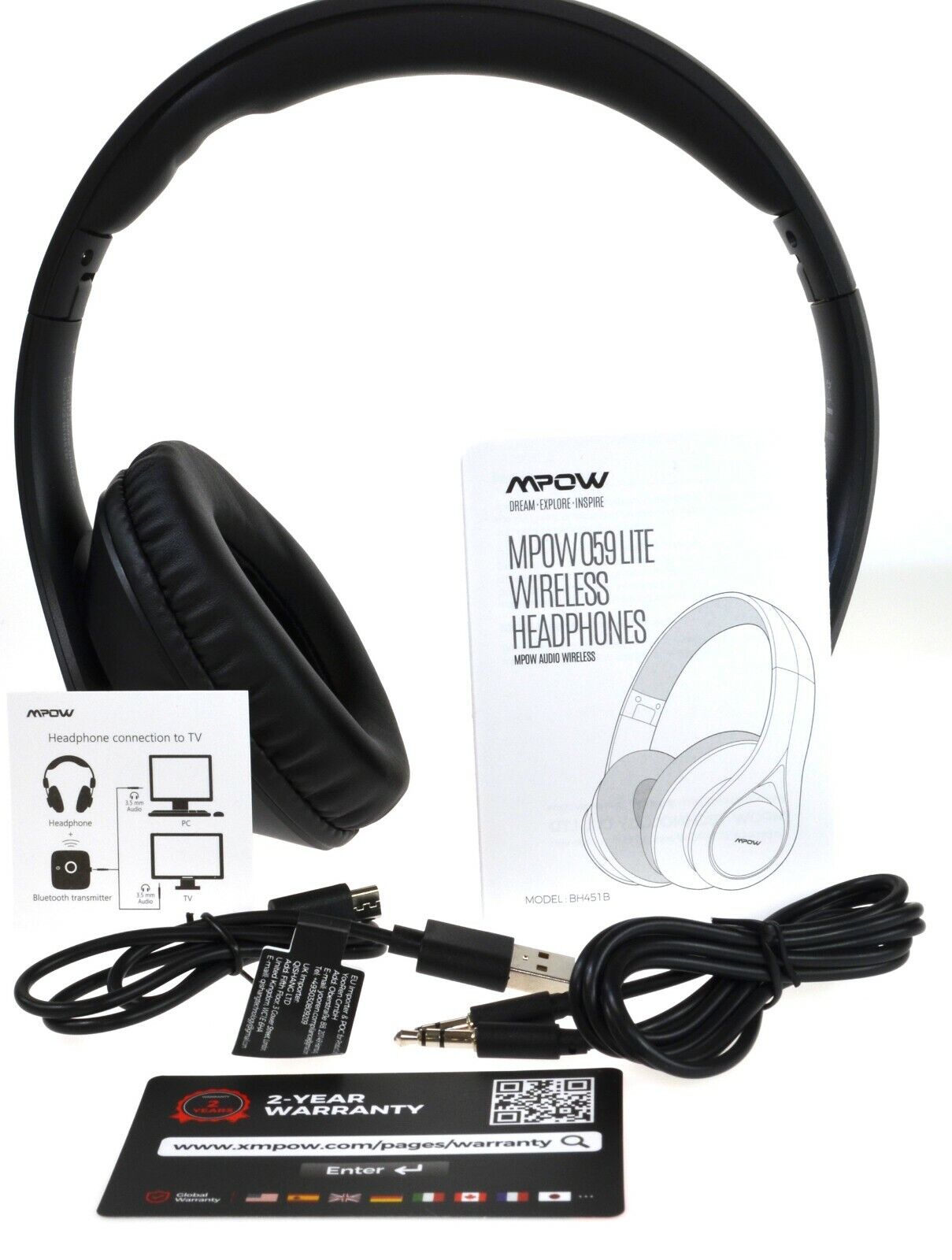 Wireless Bluetooth Headphones Light Compact Foldable MPow 059 Lite Google Siri