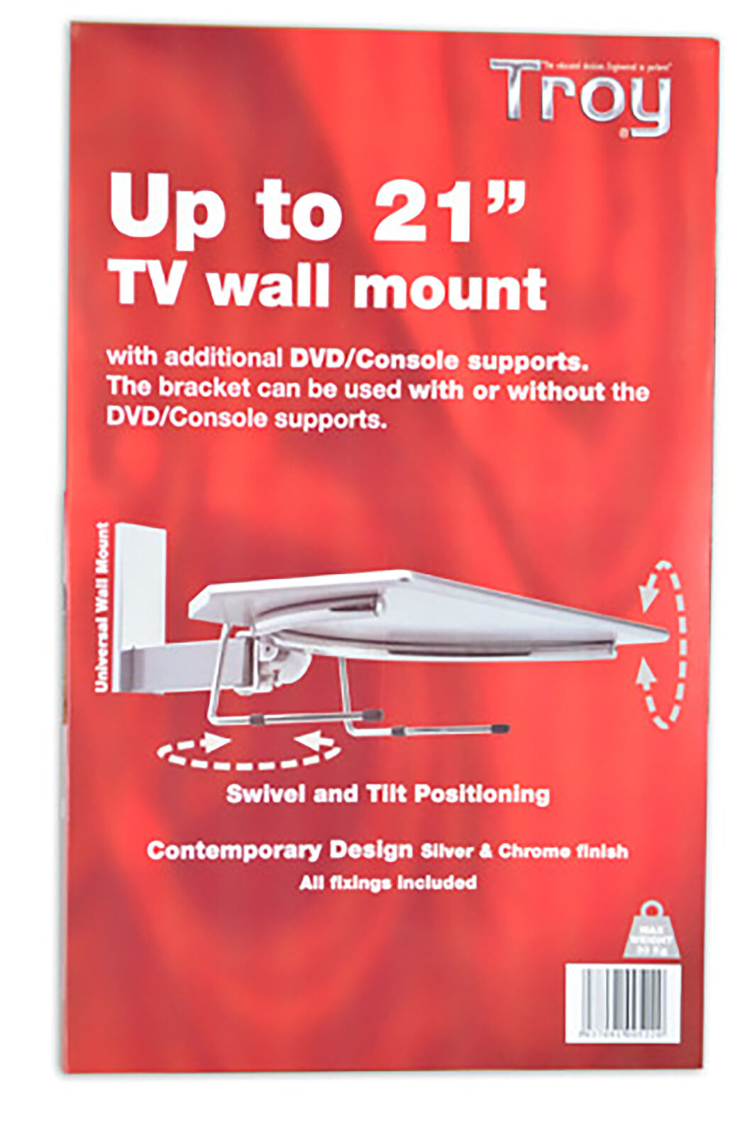 TROY 21" CRT OLD STYLE TV WALL MOUNT BRACKET DVD SKY VCR SHELF UNDER 30KG MAX