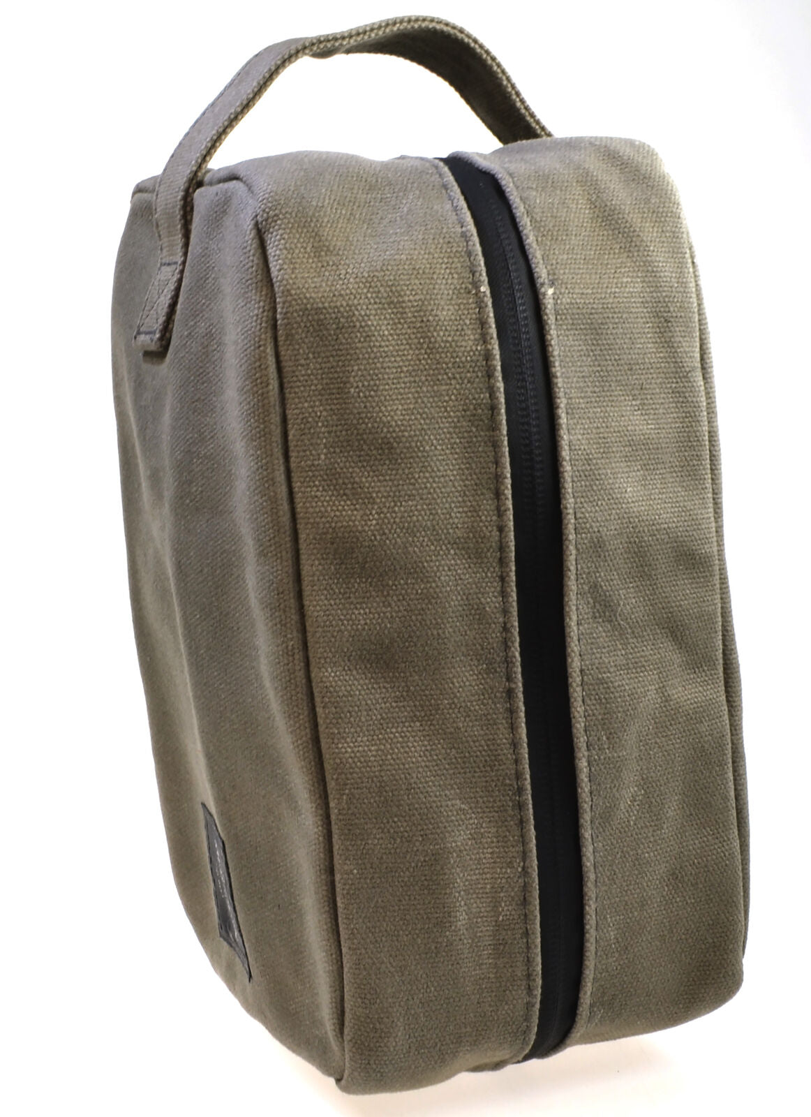 Mens Wash Toiletries Travel Bag Distressed Waxed Canvas Khaki Meridian To-Go