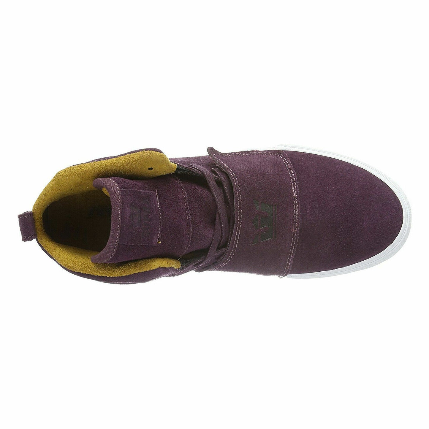 Supra Mens Rock Burgandy Gold White Light Grey High Top Suede Skater Trainers