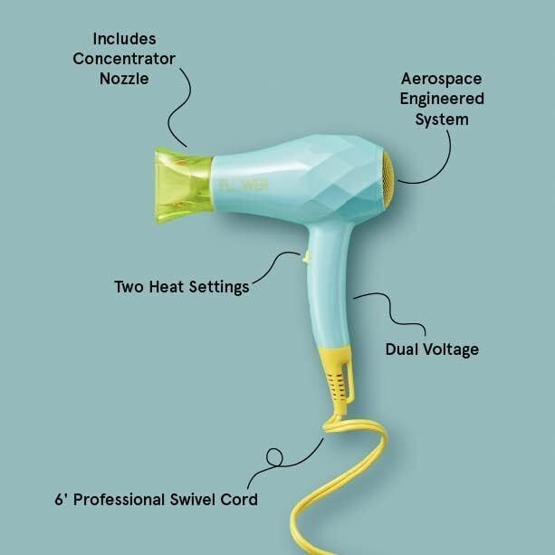 Hair Dryer Ceramic Ionic Dual Voltage Travel Lightweight Quick Dry Flower Drew