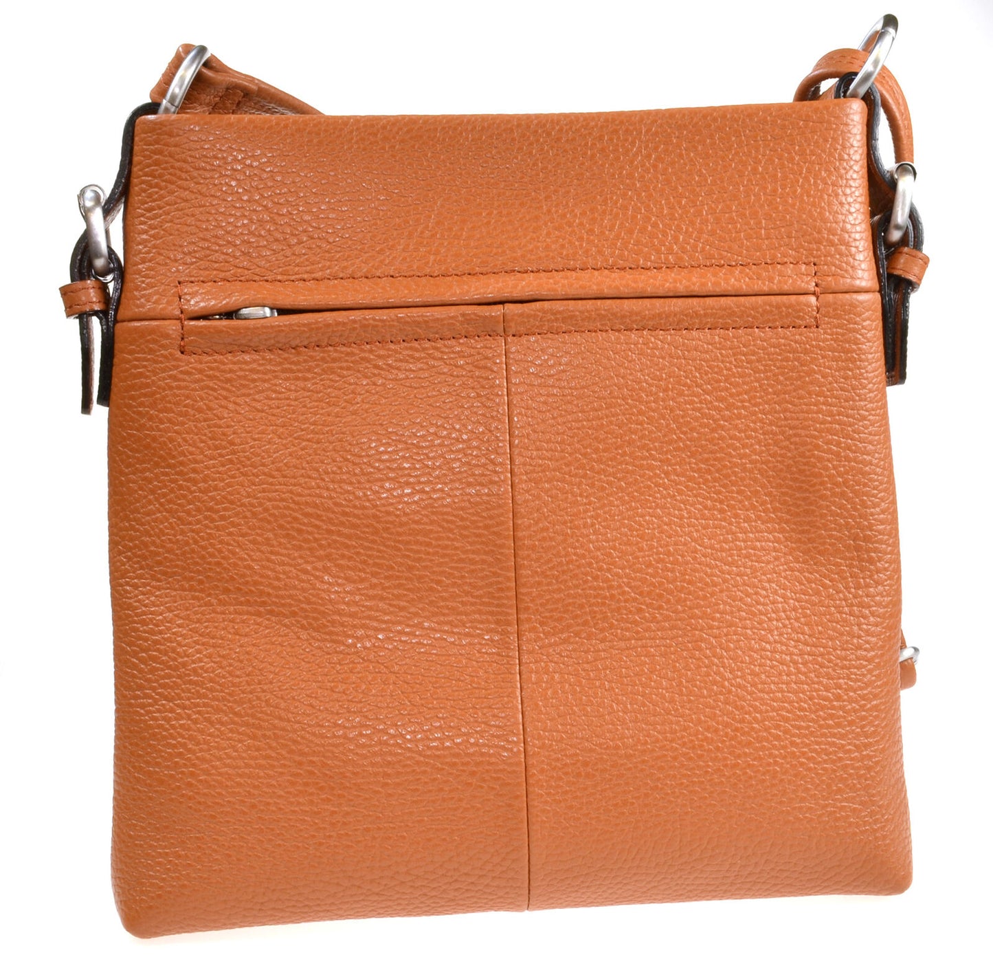 Shoulder Cross Body Hand Bag Genuine Cognac Leather Adjustable Strap Zipped