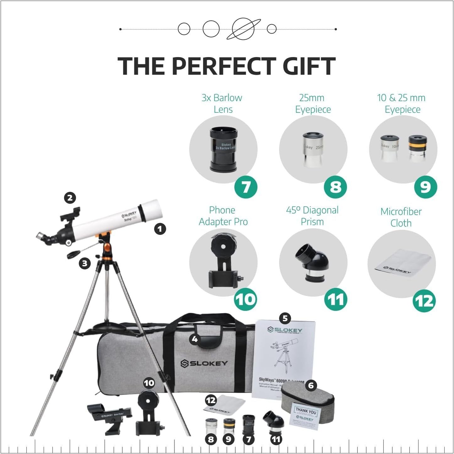 Telescope Astronomical Skyways 70070 210x Magnification Tripod Twin Lenses