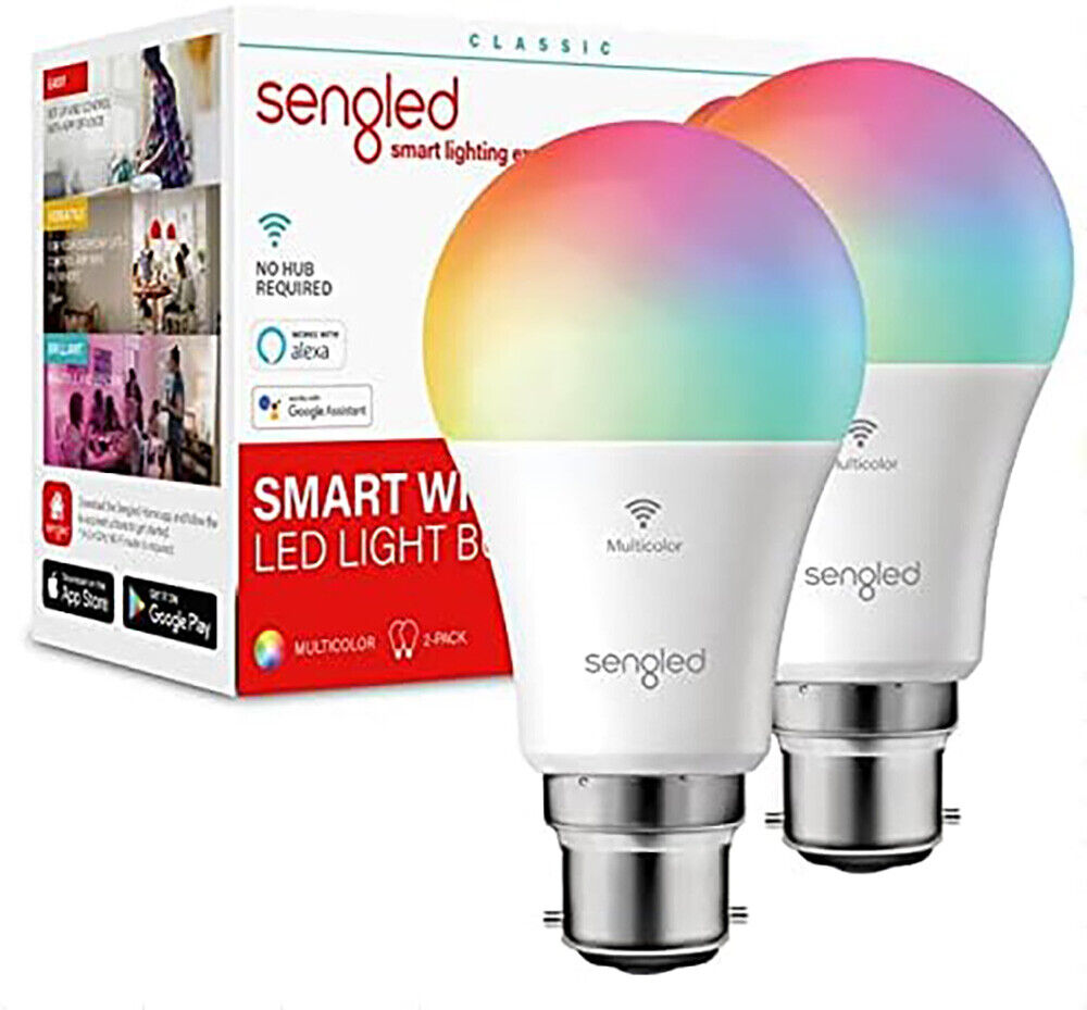 Smart Light Bulb Wi-Fi Alexa Google IFTTT 7.8W 2 Pack B22 Sengled
