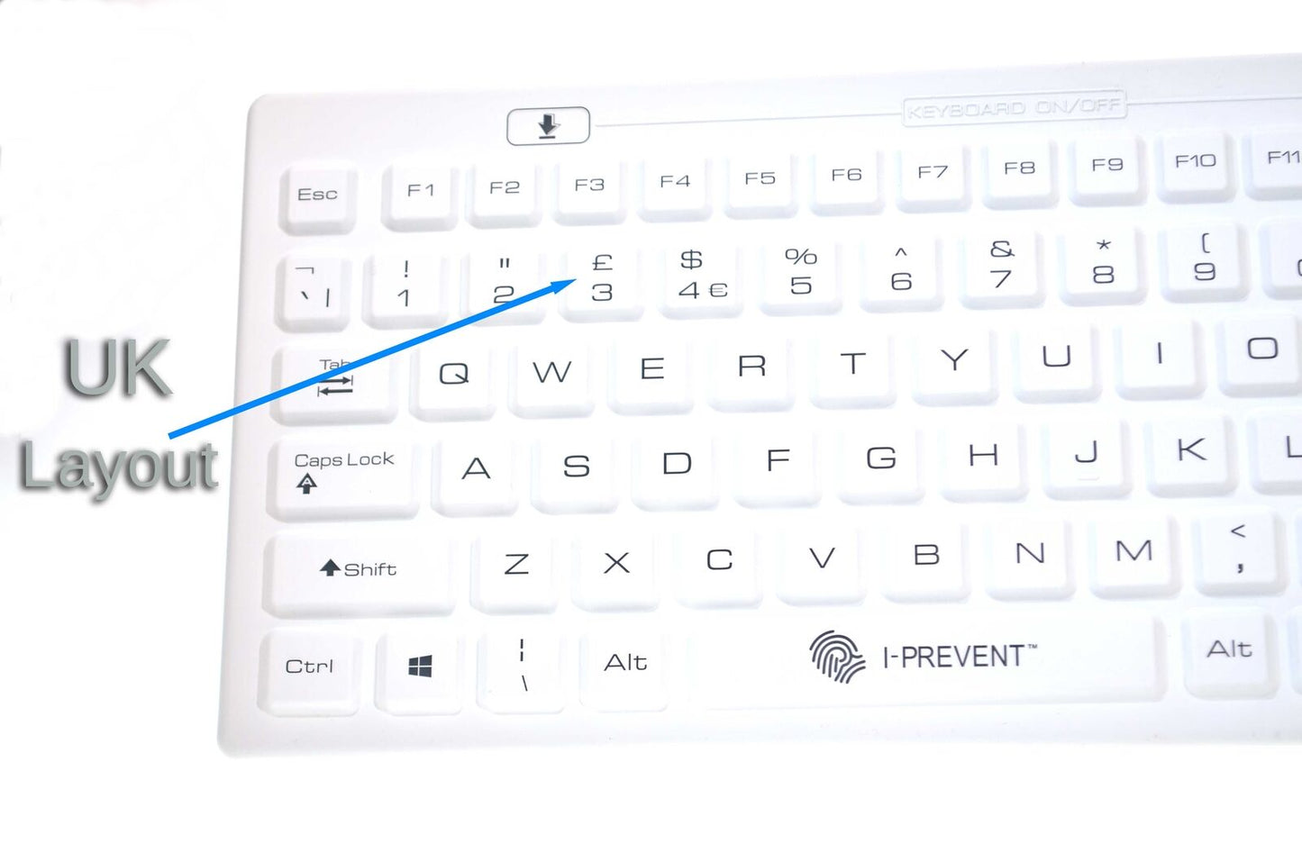 Washable Waterproof Keyboard Full Size UK Layout Medical Grade Silicone Disinfec