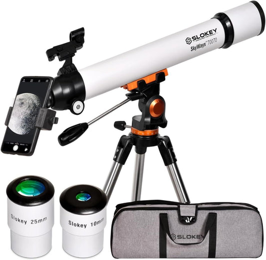 Telescope Astronomical Skyways 70070 210x Magnification Tripod Twin Lenses