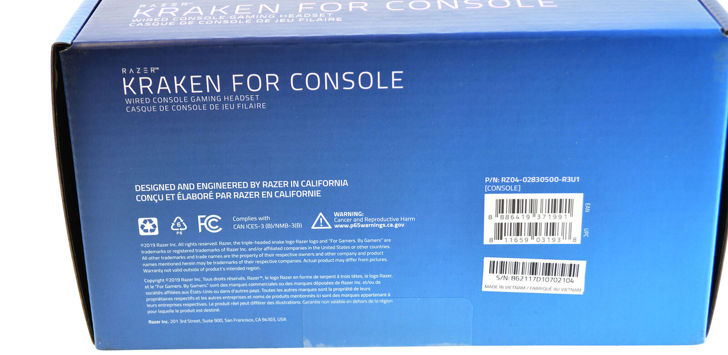 Razer Kraken for Console Gaming Headset PC XBox PS4 PS5 Switch Wired 7.1 Sound