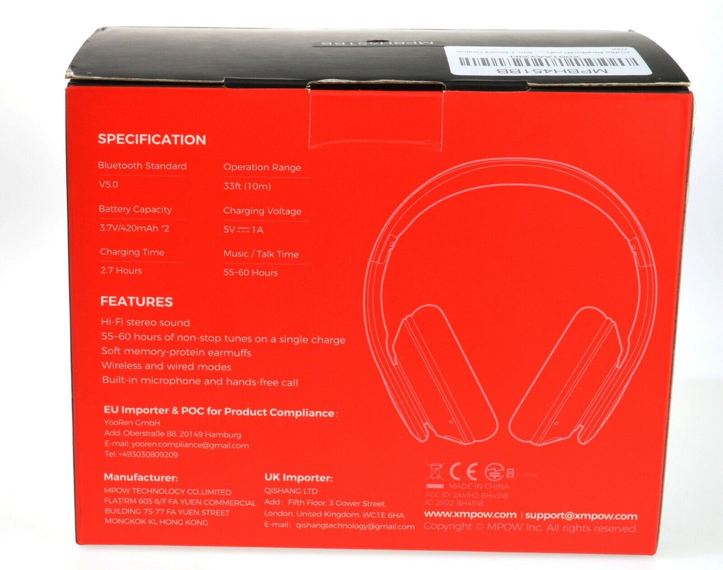 Wireless Bluetooth Headphones Light Compact Foldable MPow 059 Lite Google Siri