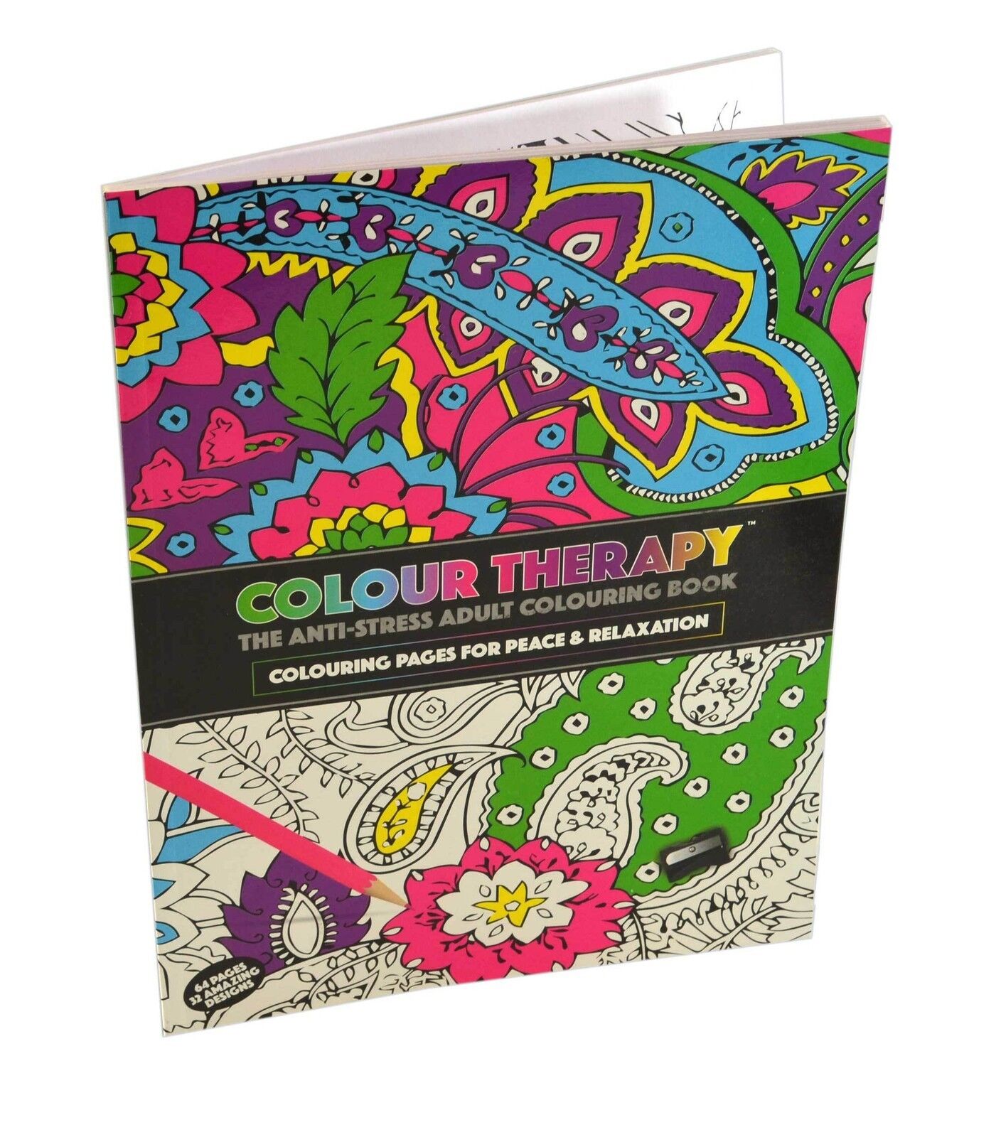 Colour Therapy Adult A4 64 Pages Soft Back Anti Stress Colouring Book Brand New