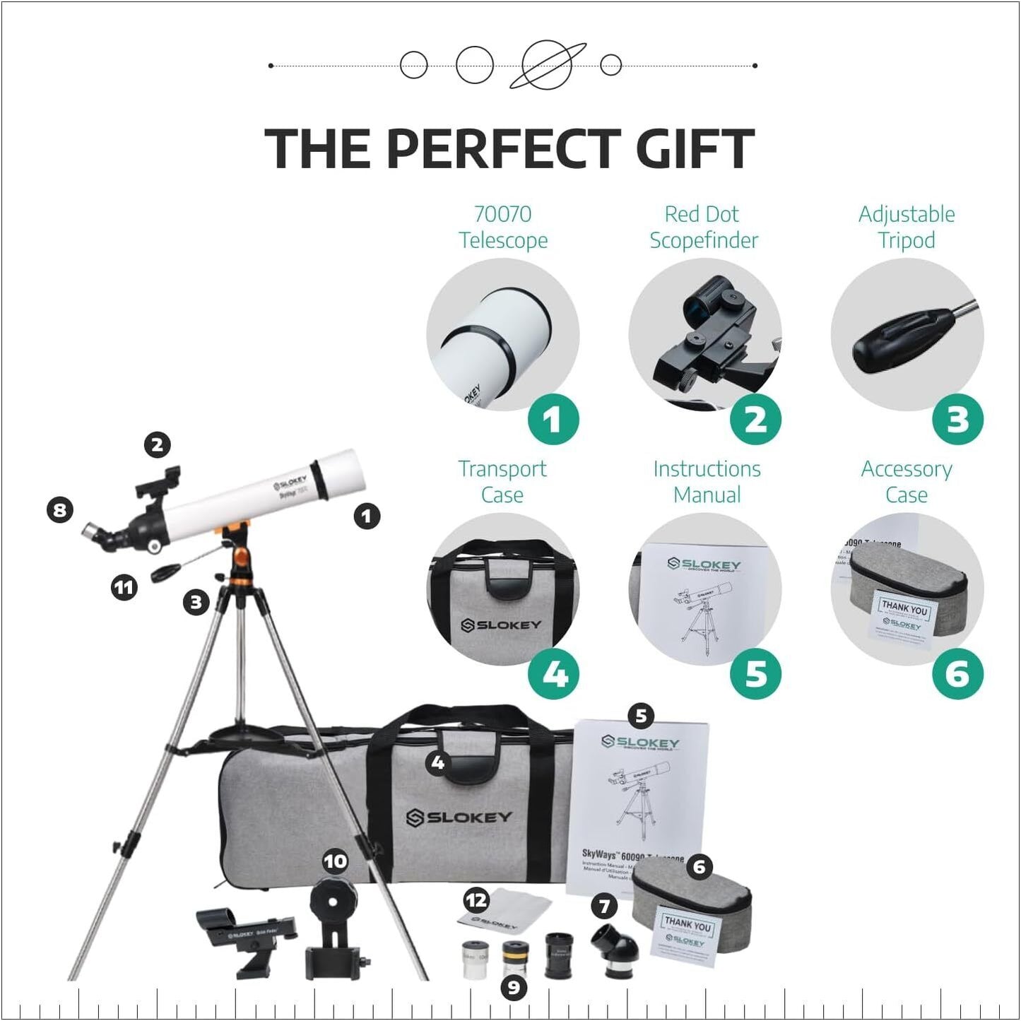 Telescope Astronomical Skyways 70070 210x Magnification Tripod Twin Lenses