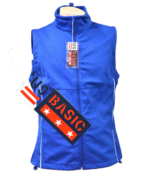 US Basic Cromwell Mens Soft Shell Body Warmer Gilet Blue Reflective Strips