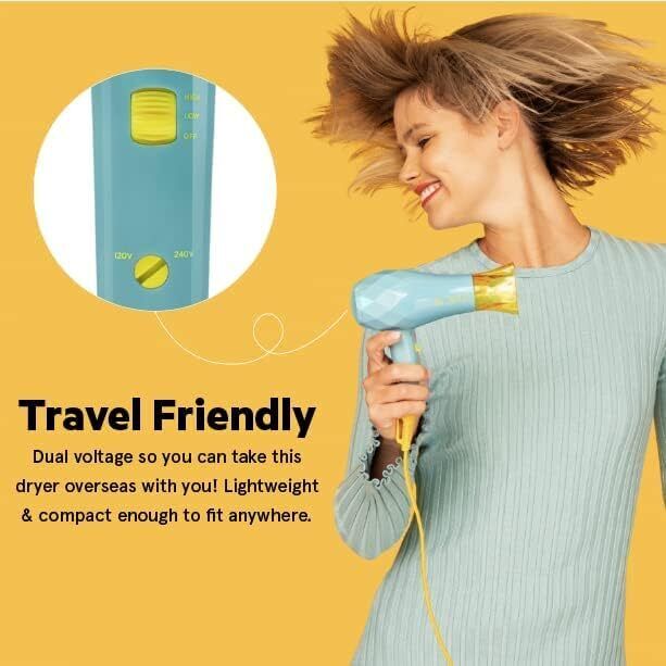 Hair Dryer Ceramic Ionic Dual Voltage Travel Lightweight Quick Dry Flower Drew