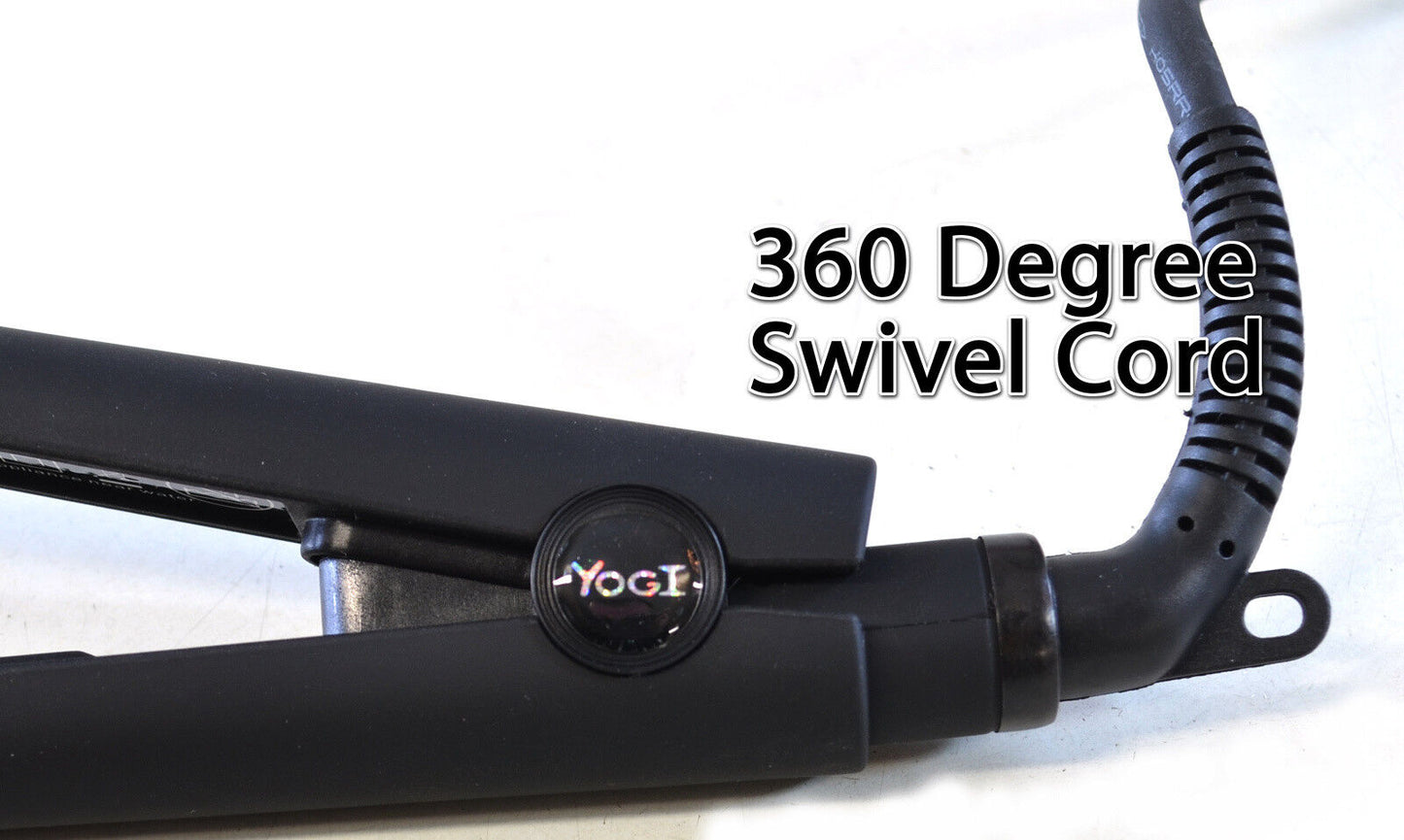 YOGI COMPACT MID-SIZE HAIR STRAIGHTENER BLACK IONIC TOURMALINE CERAMIC