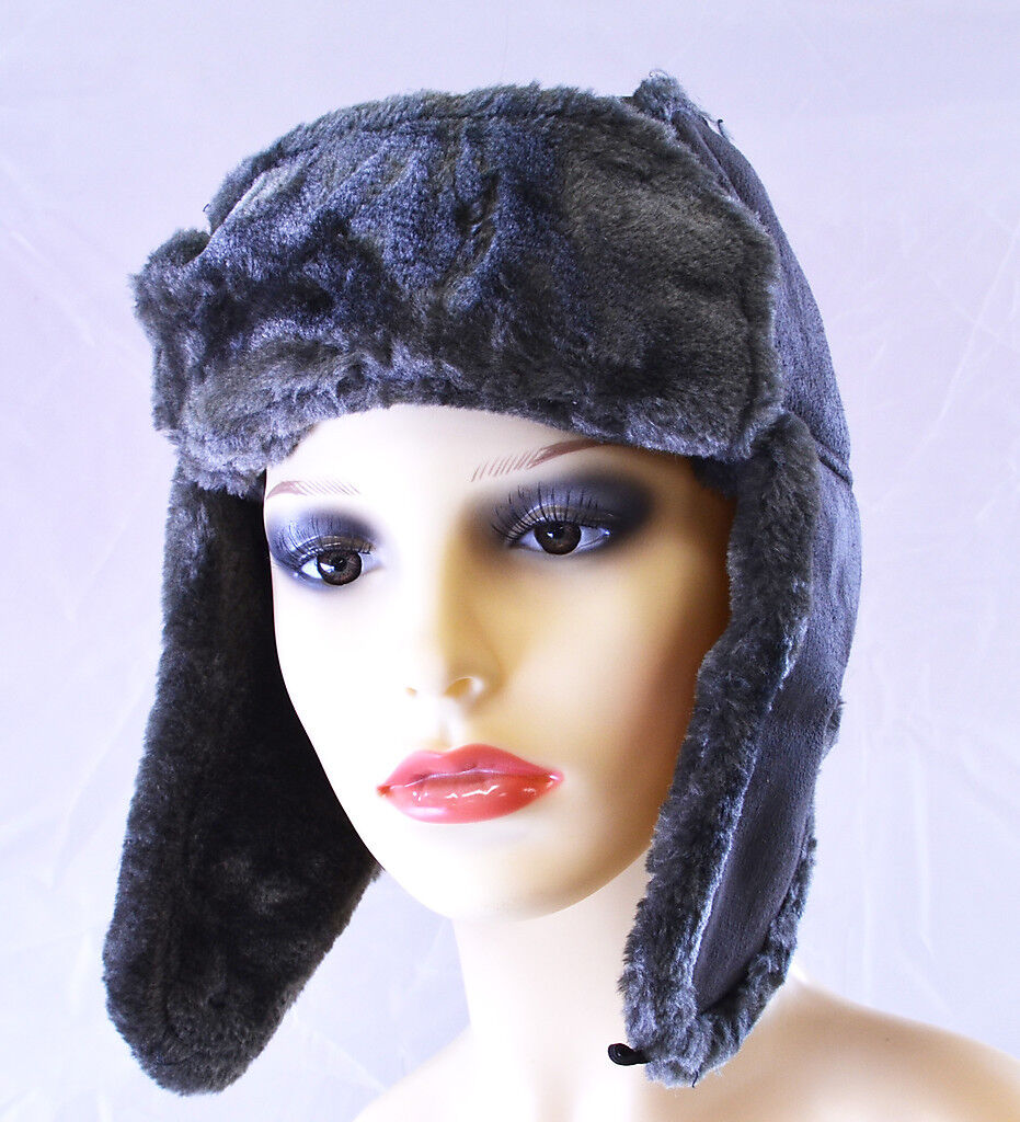 FAUX FUR SHEEPSKIN SUEDE SUZETTE TRAPPER EAR FLAP COZY WARM HAT PIA ROSSINI