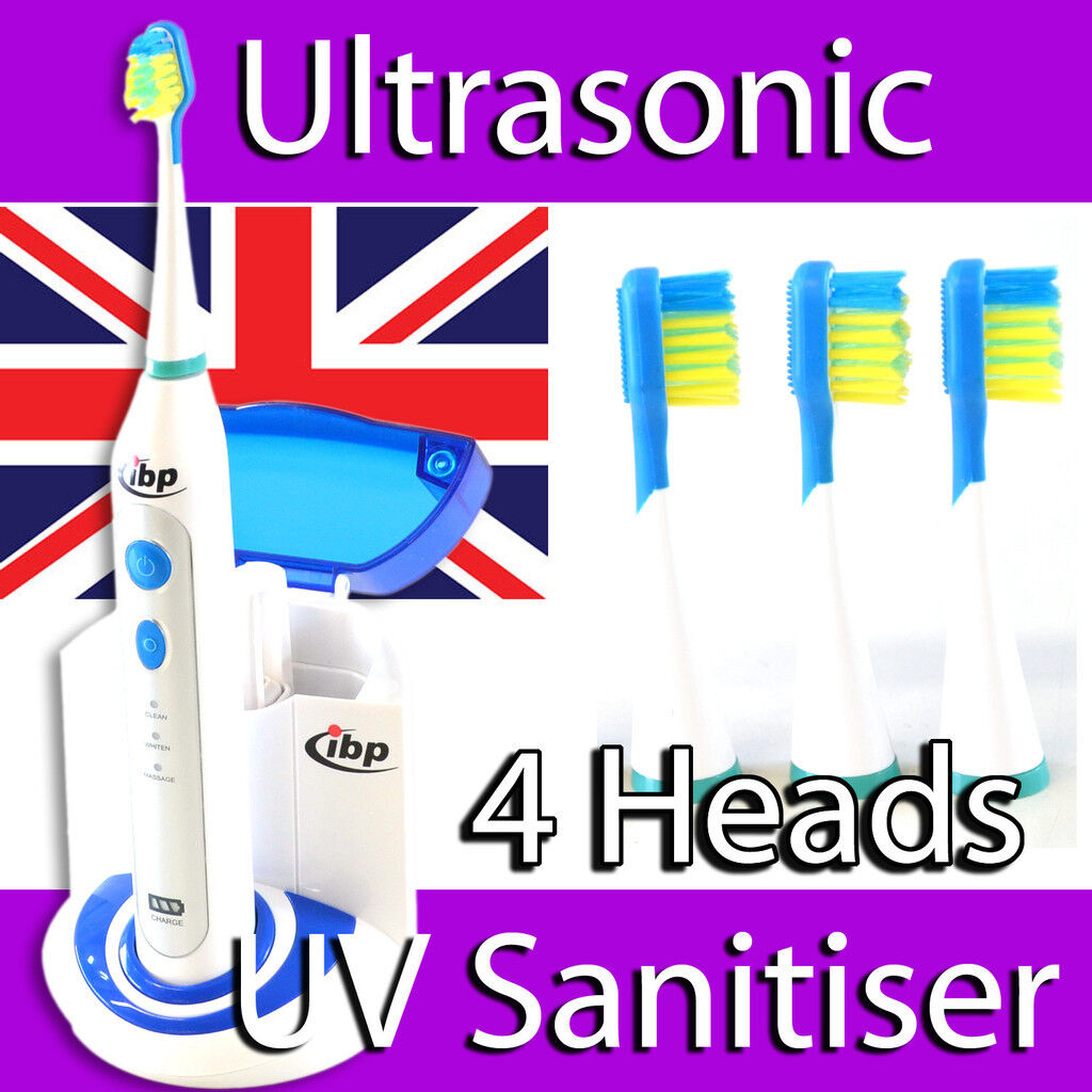 IBP RST2032 ULTRASONIC ELECTRIC TOOTHBRUSH 4 HEADS & ULTRA VIOLET SANITISER