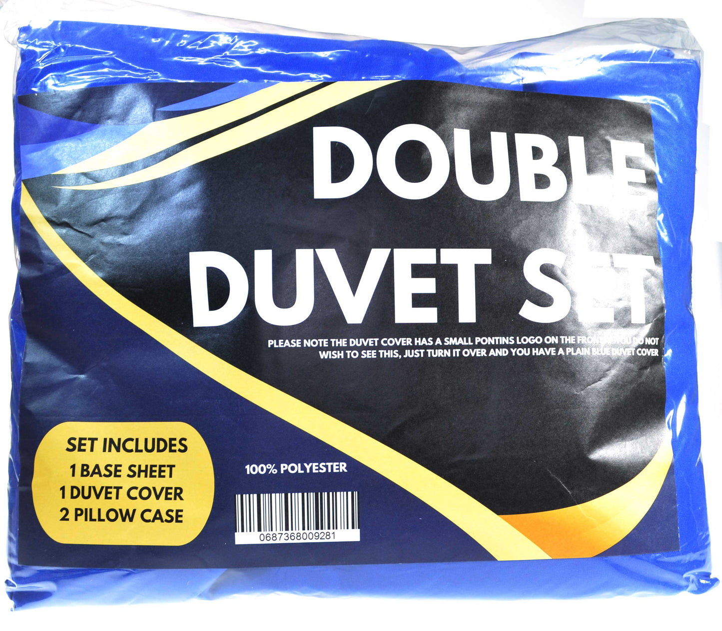 Royal Blue Double Duvet Set 2 Pillow Case, 1 Base Sheet, 1 Duvet Cover