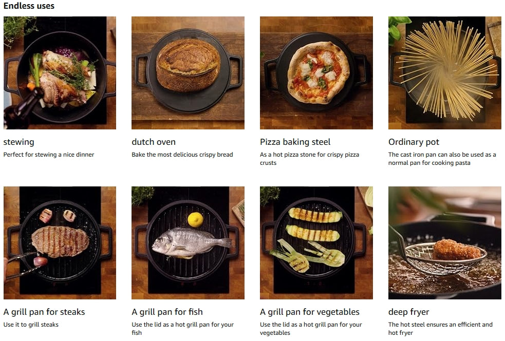 Crush Grind Cast Iron Casserole Pot Pizza Stone Grill Panini and More.....