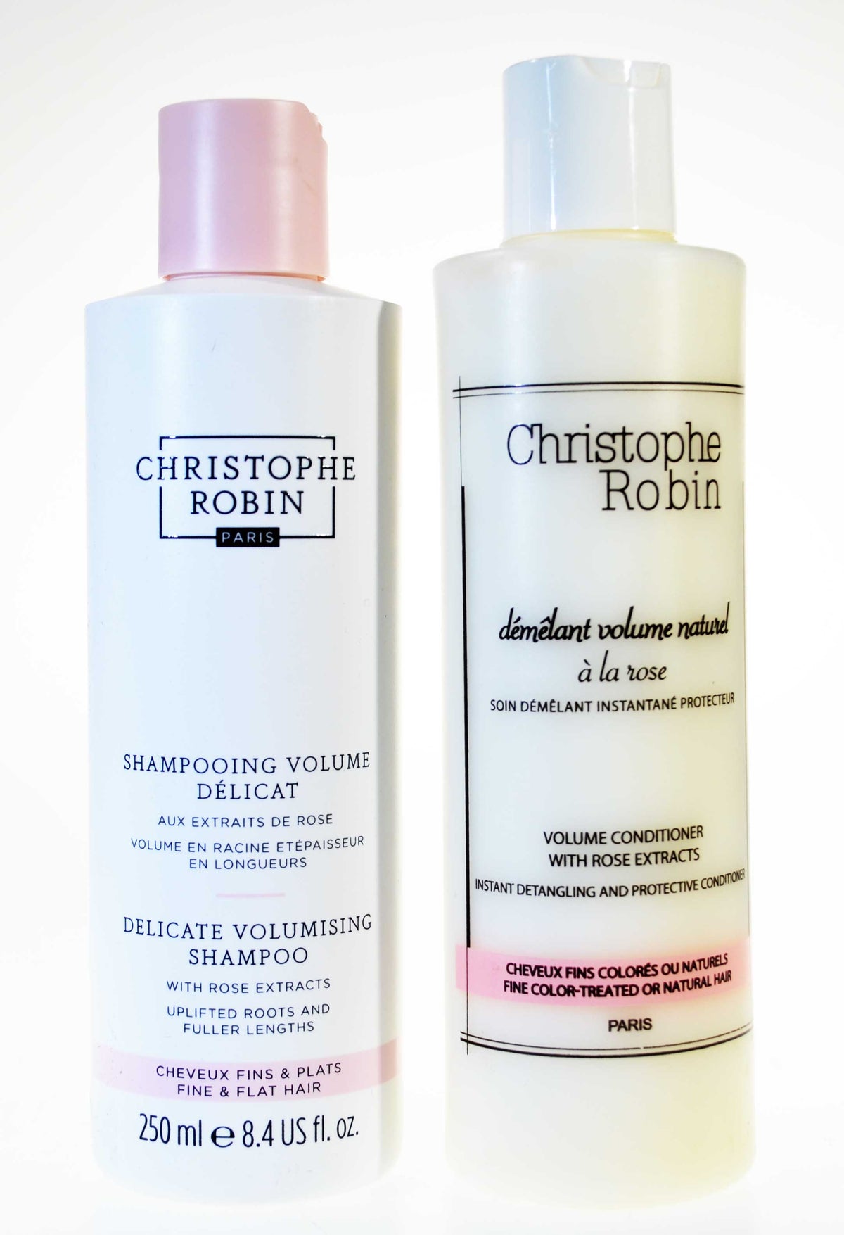 Share Christophe Robin Volume Shampoo & Conditioner 250ml Rose Extract For Thin Fine Hair