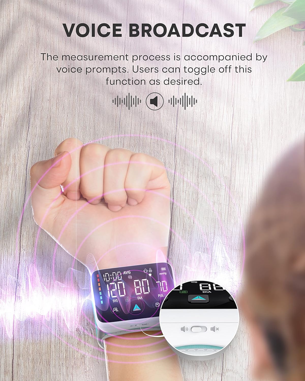 DSK WRS-35E Automatic Wrist Blood Pressure Monitor Large Display Voice Prompts