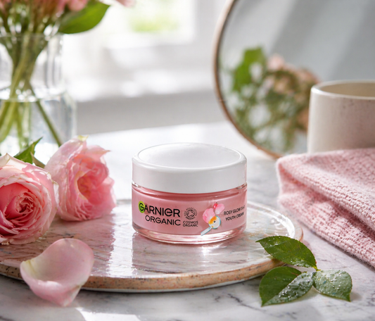Garnier Organic Rosy Glow 3-in-1 Youth Cream 50ml Day Night Face Moisturiser