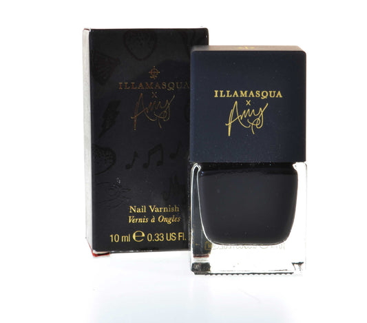 Illamasqua Amy Black Nail Varnish 10ml Glossy High Shine Long Lasting Polish