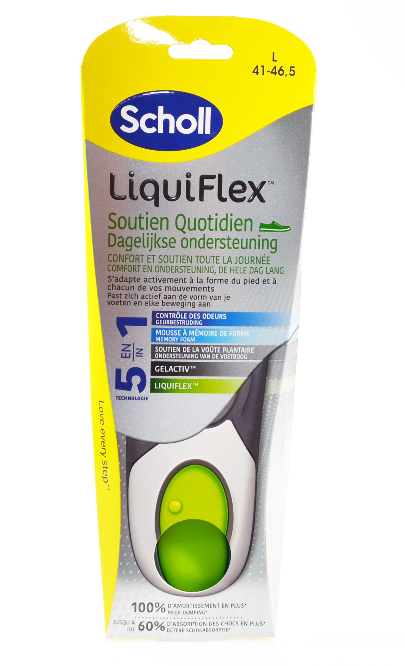 Scholl Liquiflex Gel Everyday Insoles Arch Support Memory Foam Anti Odour Large