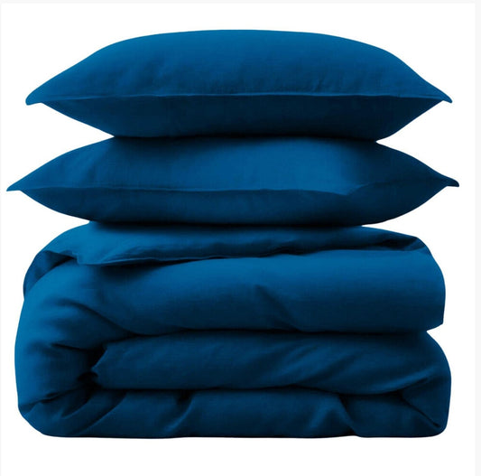 Royal Blue Double Duvet Set 2 Pillow Case, 1 Base Sheet, 1 Duvet Cover