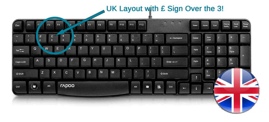 Rapoo N2400 UK Keyboard Spill Resistant USB Wired