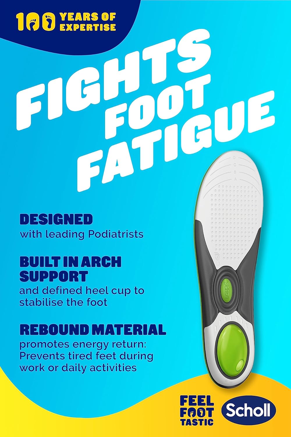 Scholl Liquiflex Gel Everyday Insoles Arch Support Memory Foam Anti Odour Large