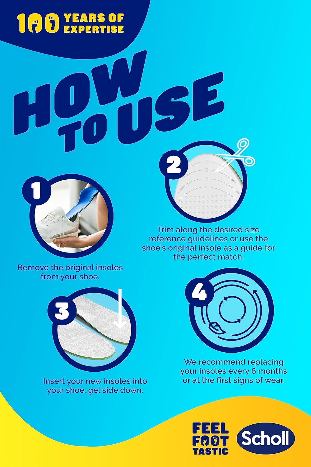 Scholl Liquiflex Gel Everyday Insoles Arch Support Memory Foam Anti Odour Large