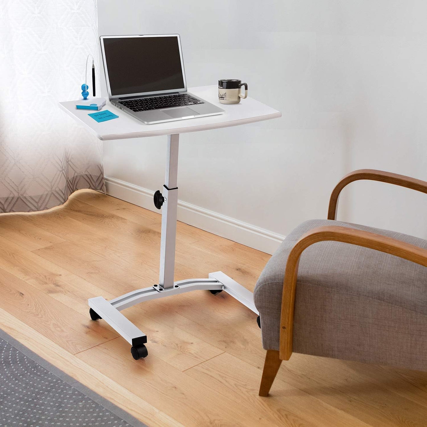 Tatkraft Cheer Mobile Laptop Desk Table Height Adjustable Metal Castors