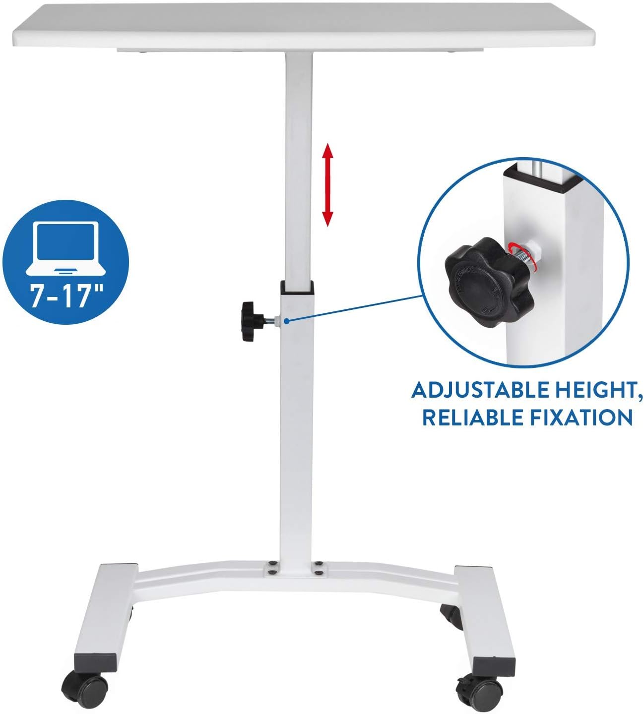 Tatkraft Cheer Mobile Laptop Desk Table Height Adjustable Metal Castors